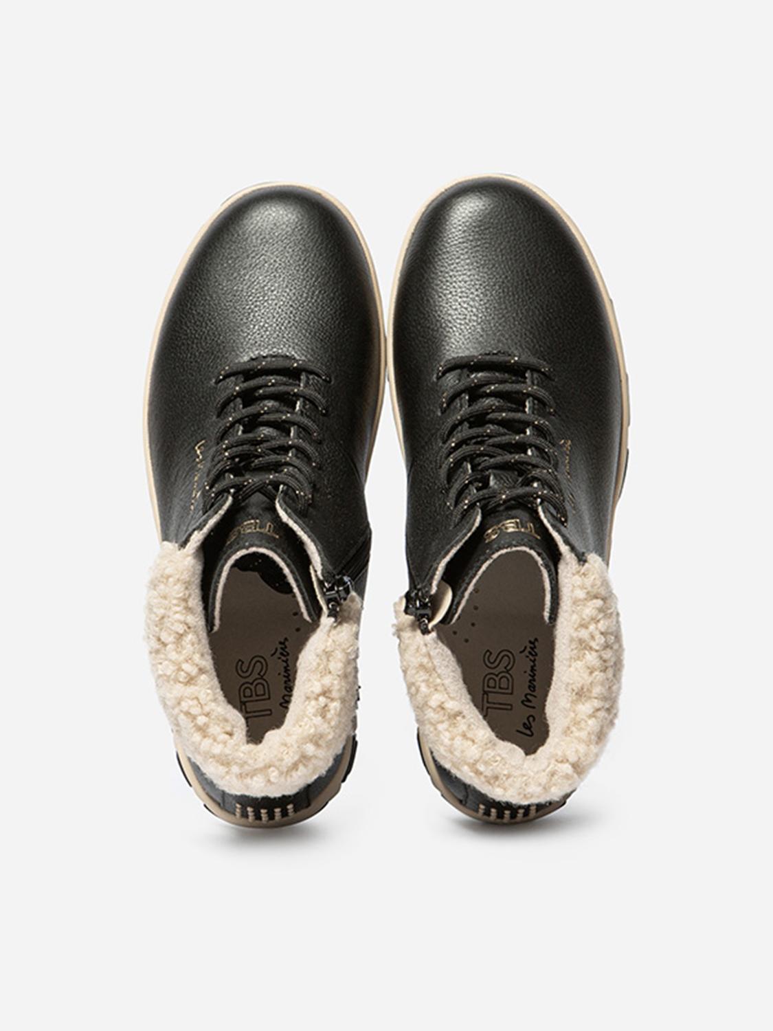 Boots Femme Doublée Feutrine Cuir Noir JANISSA