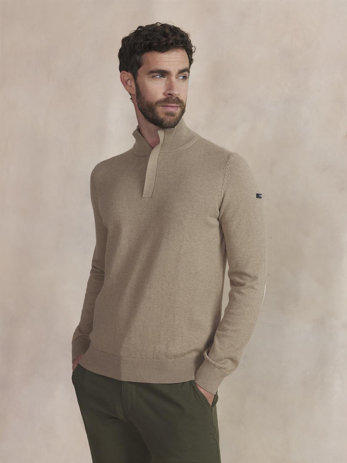 Pull Col Camionneur Homme Beige MALIKCAM