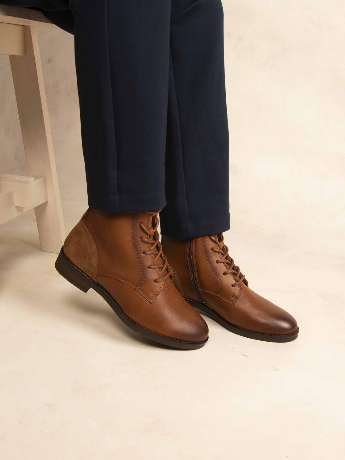 Ankle Boot Lace-Up Brown FANELIE