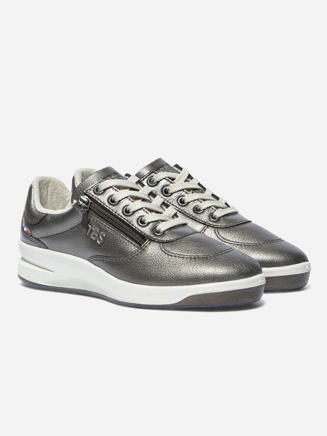 Baskets Zippées Femme Fabriquées en France Cuir Gris Baskets Zippées Femme Fabriquées en France Cuir Gris