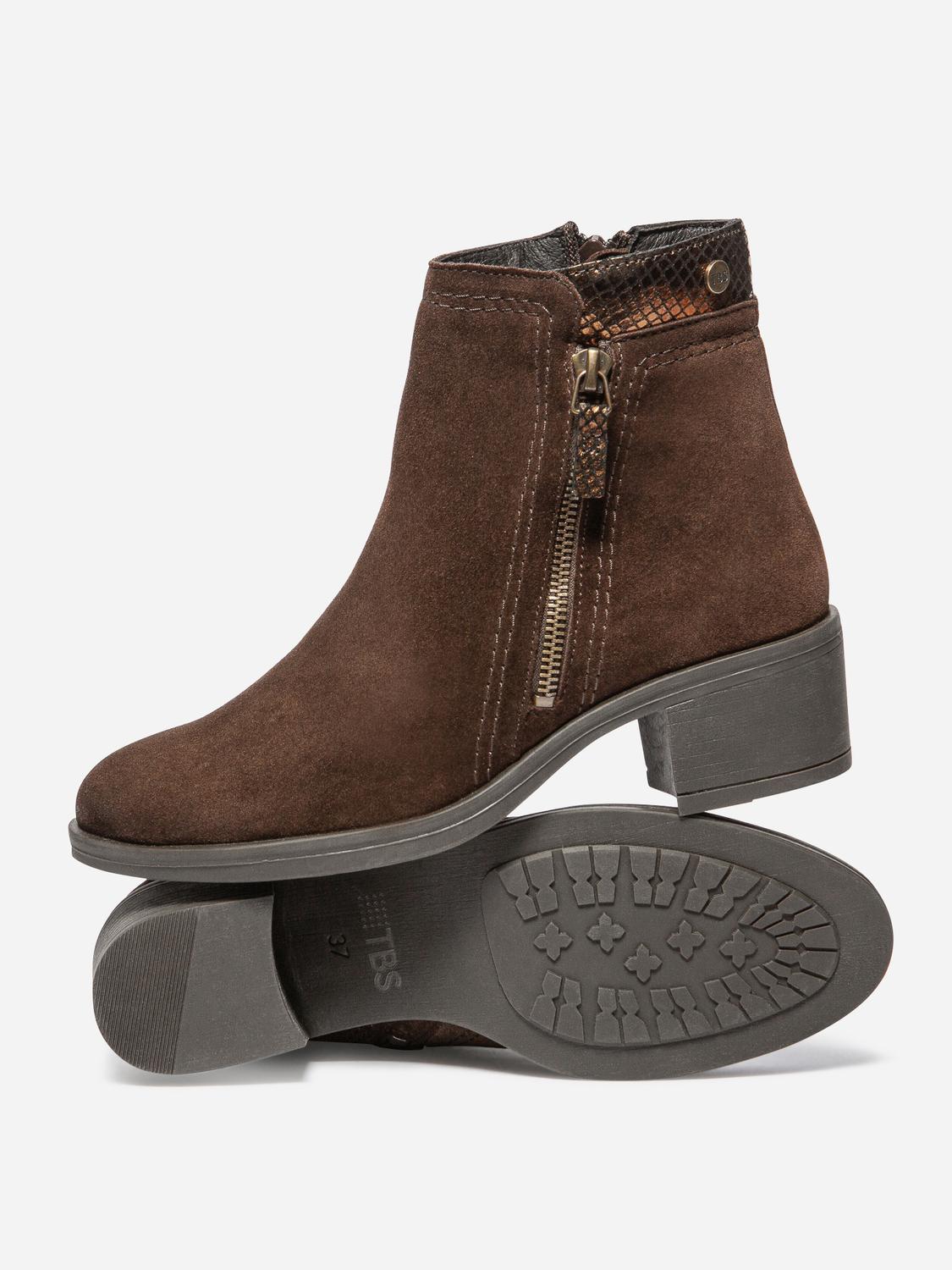 Boots Zippées Femme Cuir Chocolat WASSILA