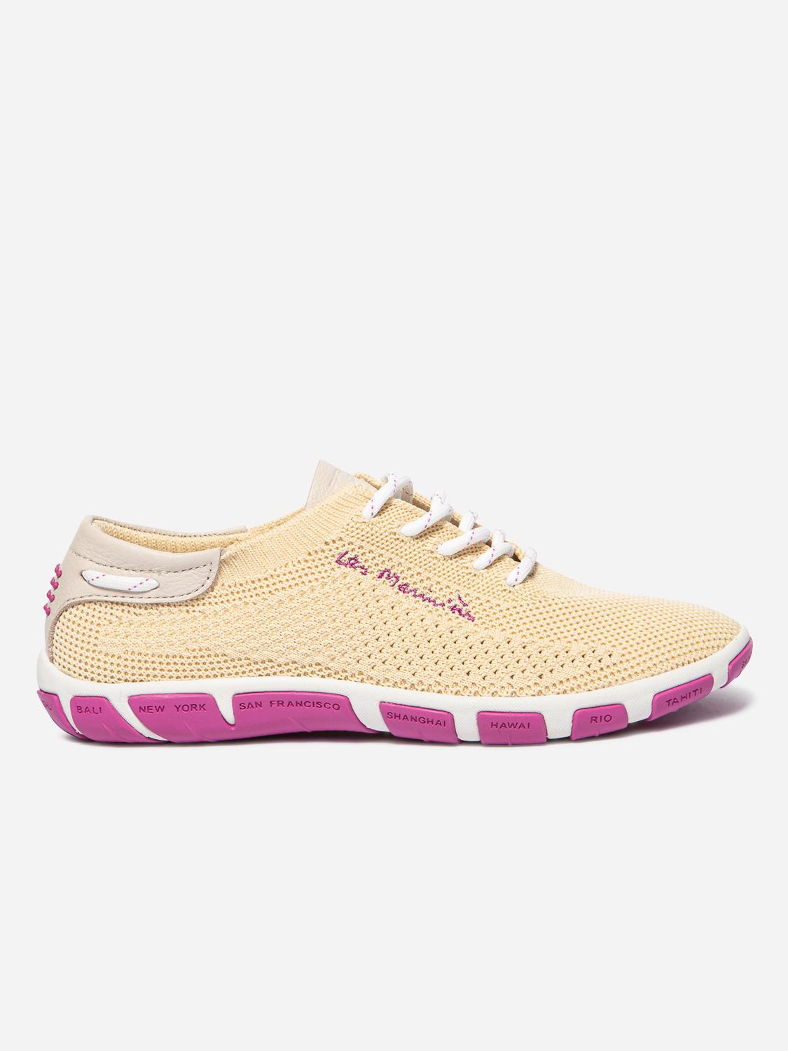 Tennis en toile femme jaune pale et fuschia JAZARIA