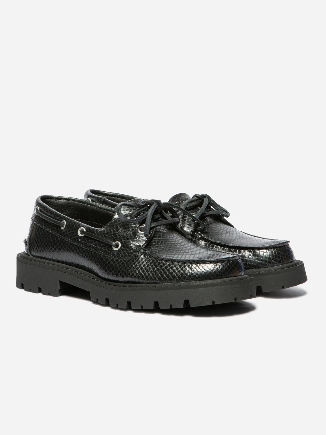 Chaussure bateau femme Python noir LAZARIA Chaussure bateau femme Python noir LAZARIA