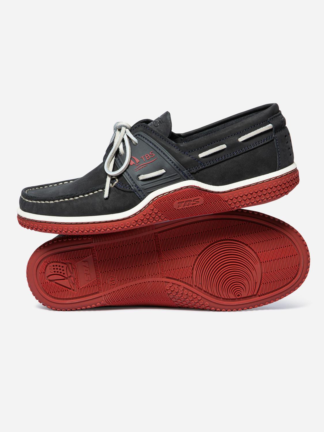 Chaussures bateau homme navy et rouge GLOSAIL