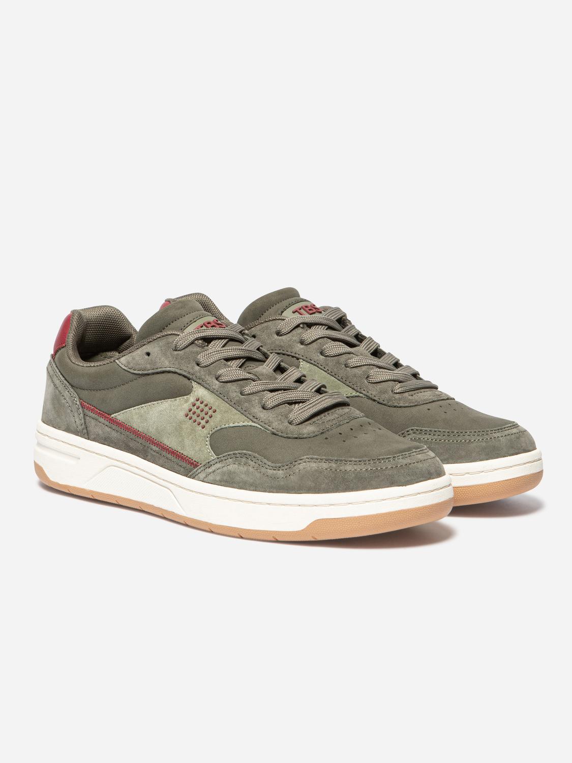 Tennis Homme Cuir Nubuck Vert et Blanc ALMERIO Tennis Homme Cuir Nubuck Vert et Blanc ALMERIO