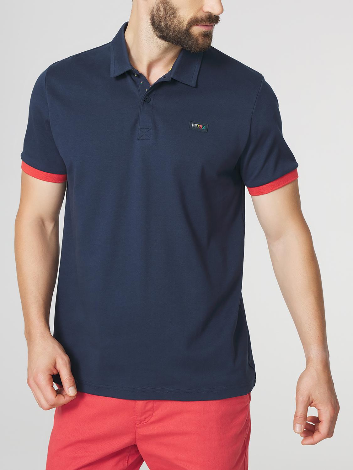 Polo Homme Coupe Ajustée Marine et Rouge BARZOPOL