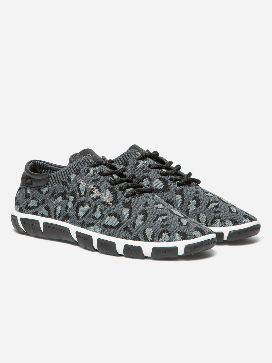 Tennis Femme Textile Recyclé Leopard Noir JAZARIA Tennis Femme Textile Recyclé Leopard Noir JAZARIA