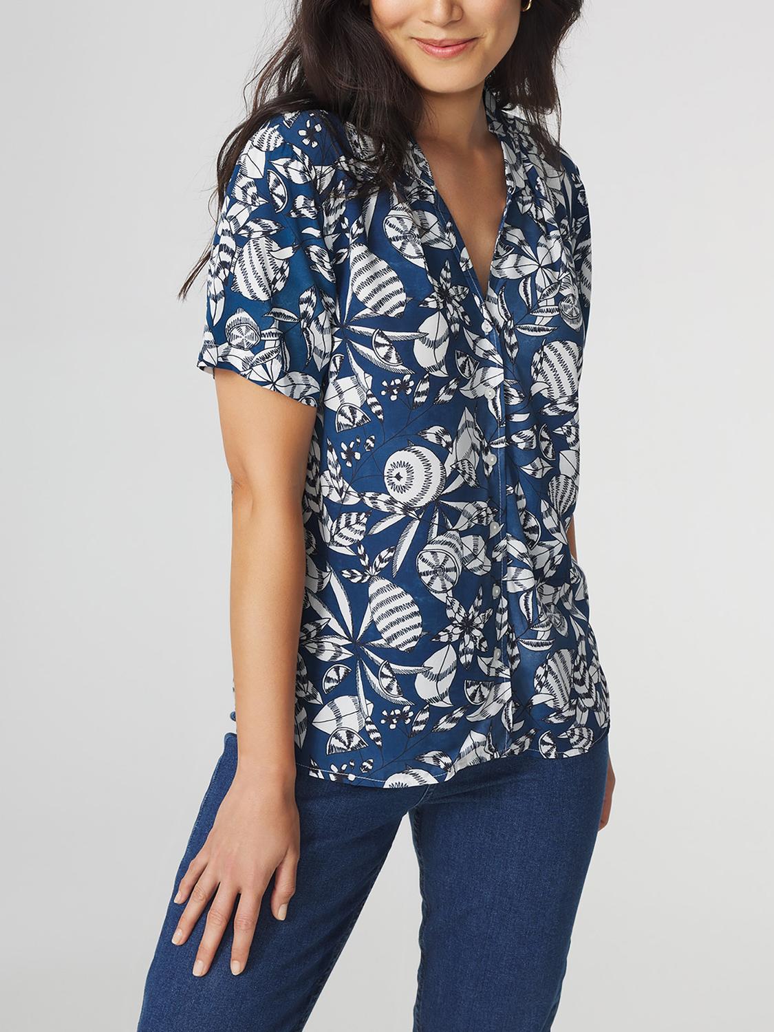 Chemise Femme Col Tailleur Imprimés Exclusifs TBS Marine JANIECHA