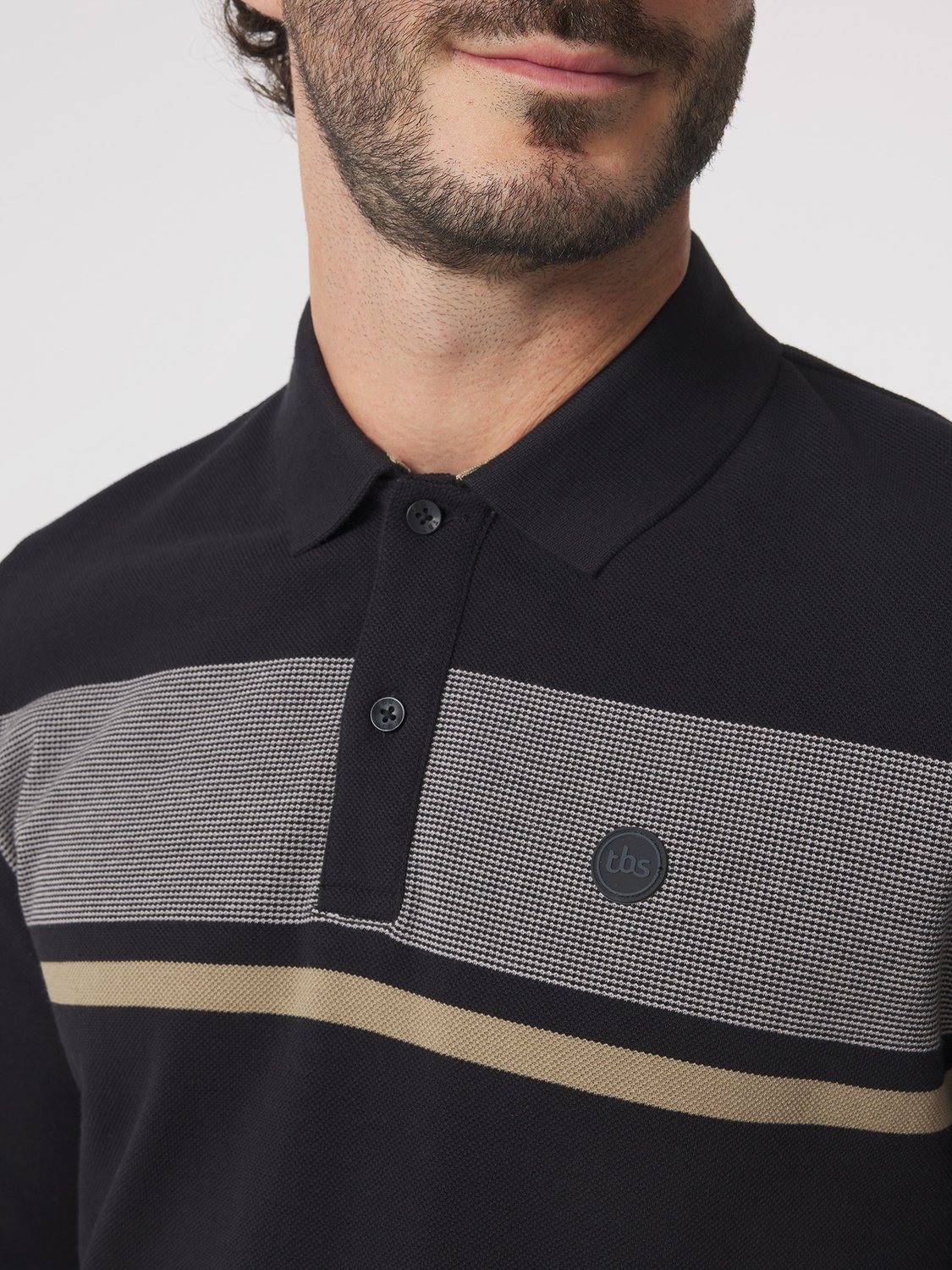 Polo Homme Coton Epais Manches Longues Noir KABYEPOL