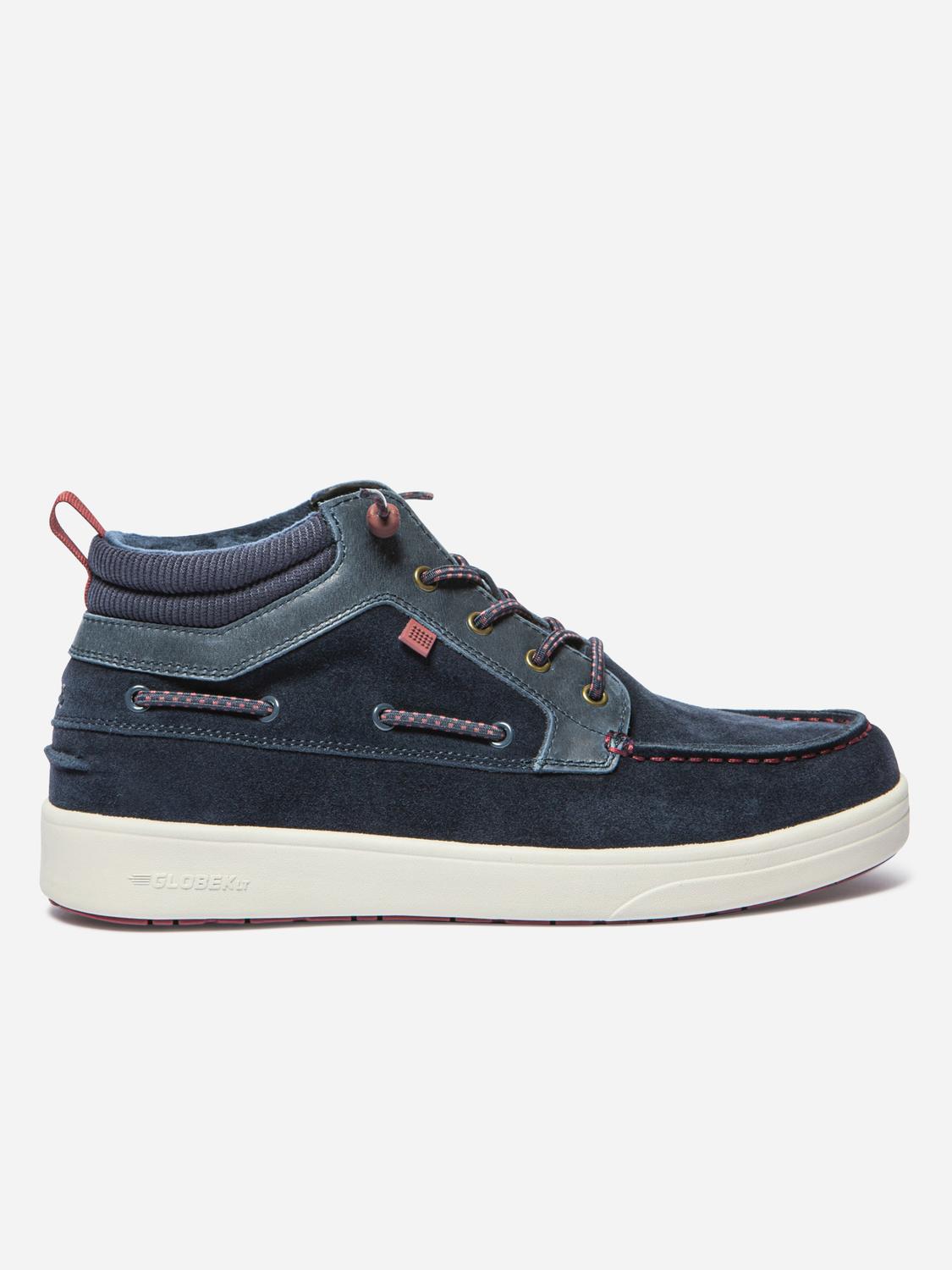 Bottines Homme Doublée Textile Cuir Navy et Synagot GEOMIDE