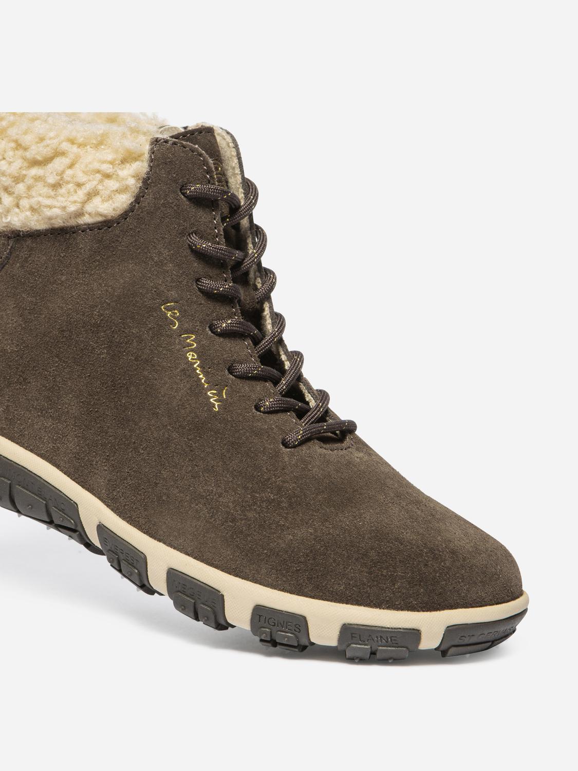 Bottines Femme Doublée Textile Cuir Chocolat JANISSA