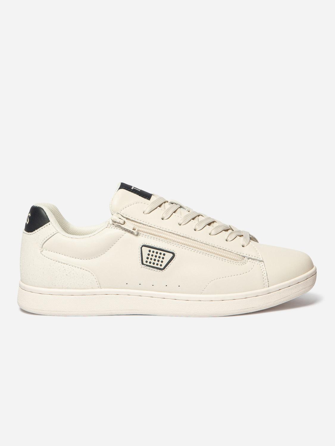 Baskets Homme Zippées Dessus Cuir Beige LAURICK Baskets Homme Zippées Dessus Cuir Beige LAURICK