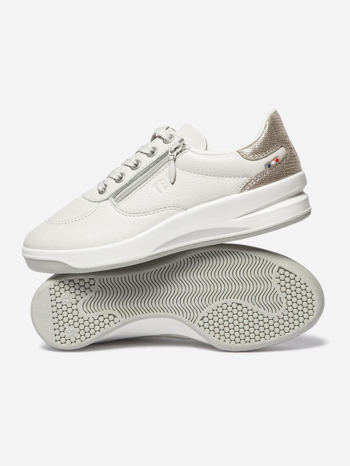 Women's leather sneakers White and Silver BRAZIP