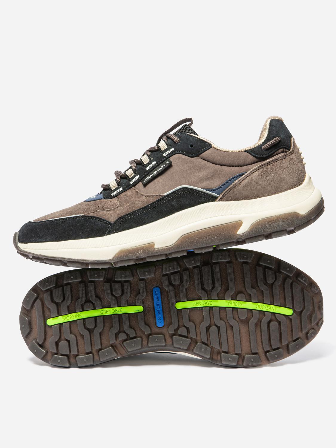 Running Homme Doublée Textile Cuir Chocolat et Noir JONASSE