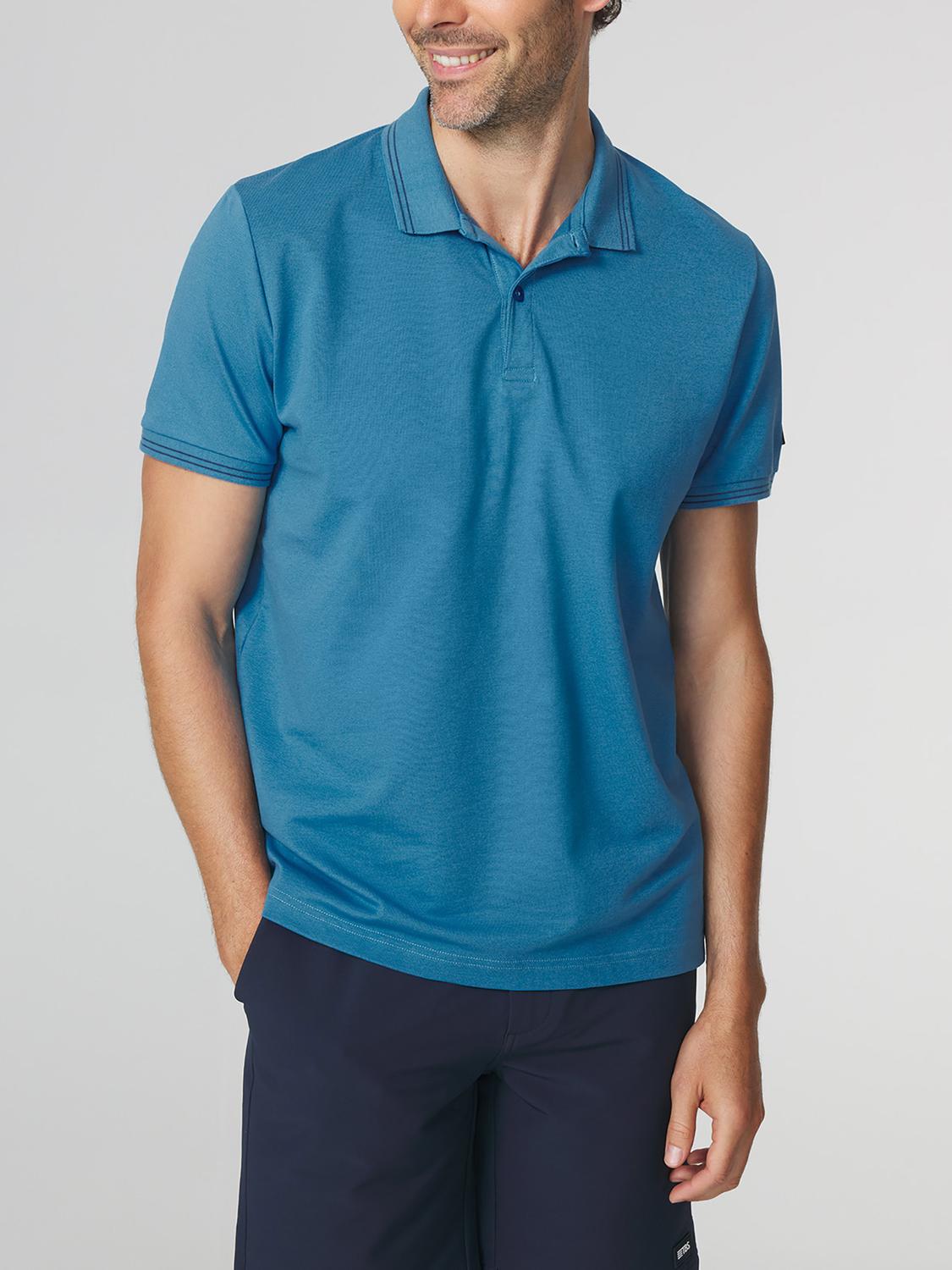Polo Homme Coupe Ajustée Séchage Rapide Stretch Bleu ATTONPOL