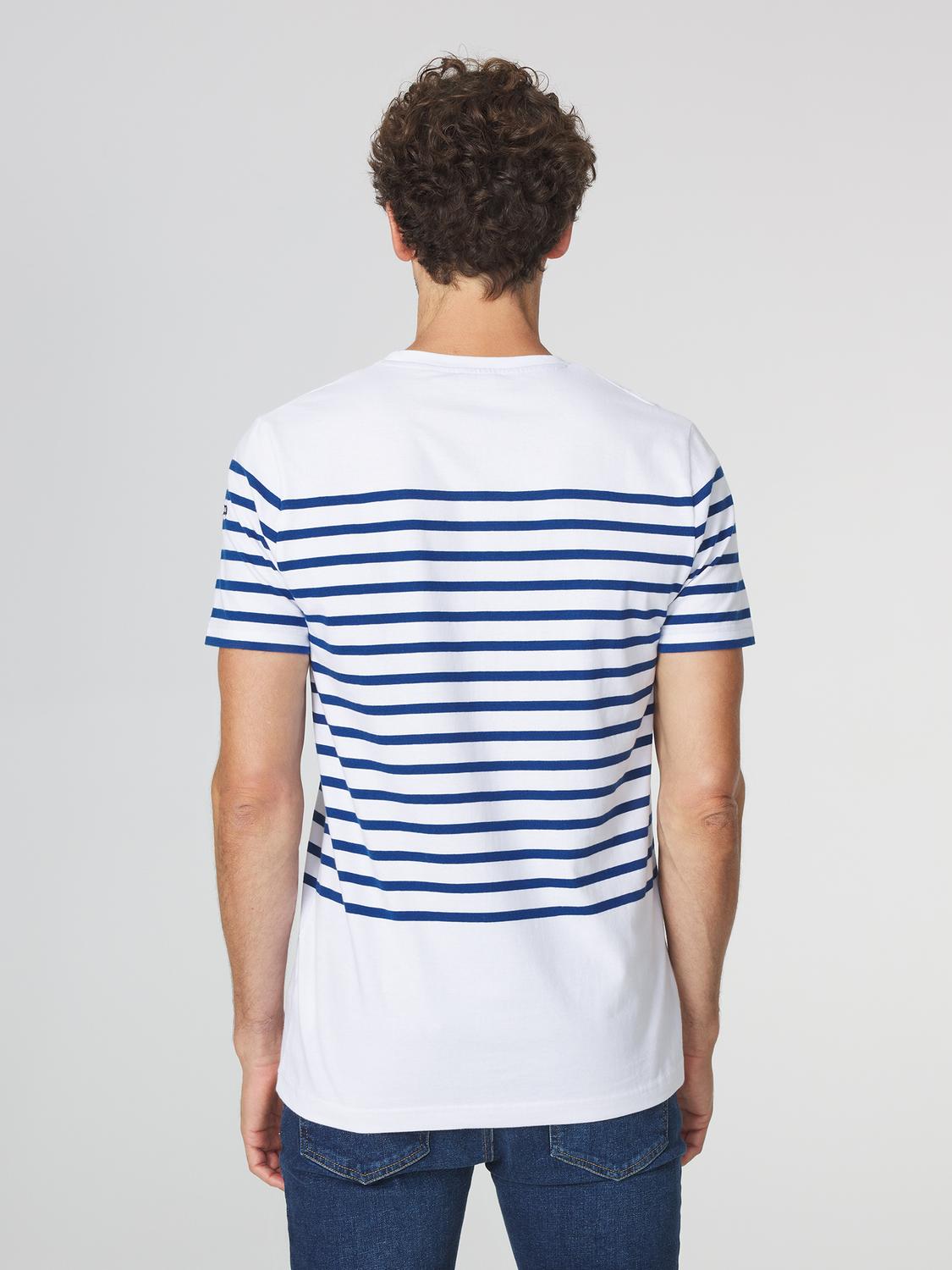 T-shirt Homme Rayures exclusives Tbs Jersey Blanc et Bleu GOVINTEE