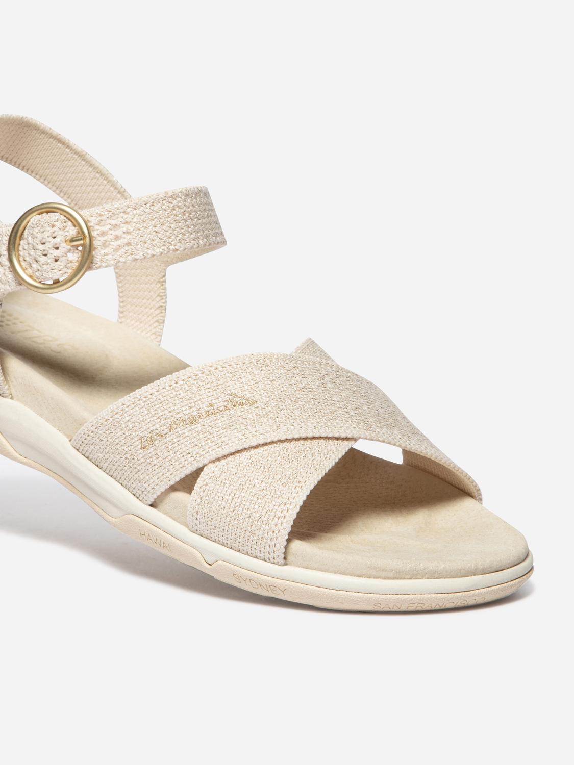 Sandales plates femme chine lin et gold CELINEA