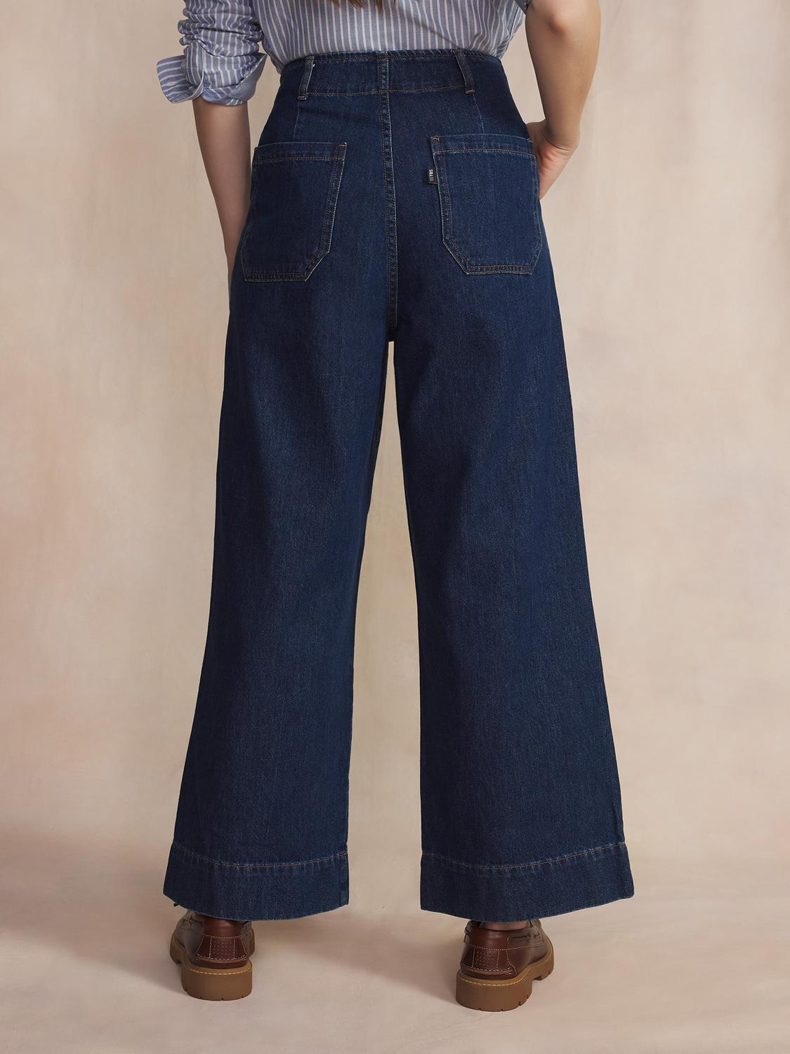 Jean Femme Coupe Large Bleu FAHRAHUI Jean Femme Coupe Large Bleu FAHRAHUI