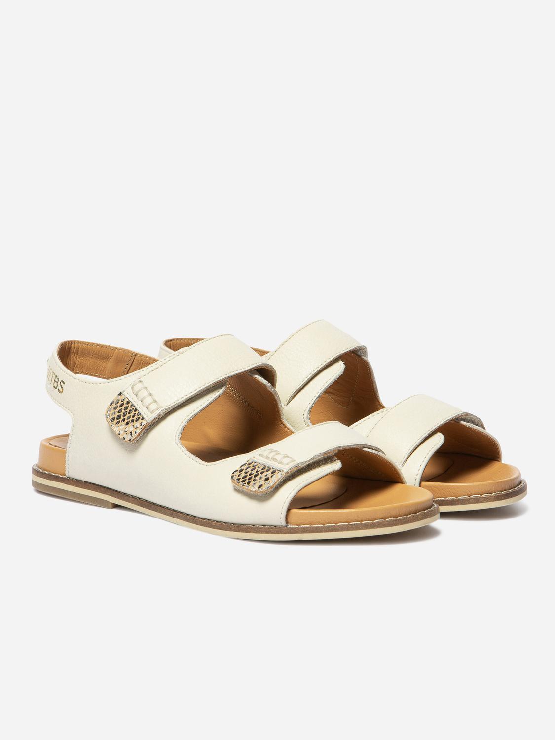 Sandales plates femme off-white et python MARIELA