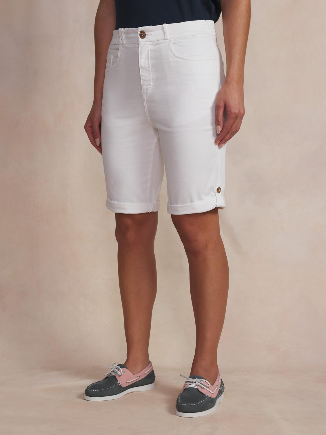 Bermuda Femme Ceinture Semi-élastiquée Blanc SINTAMID