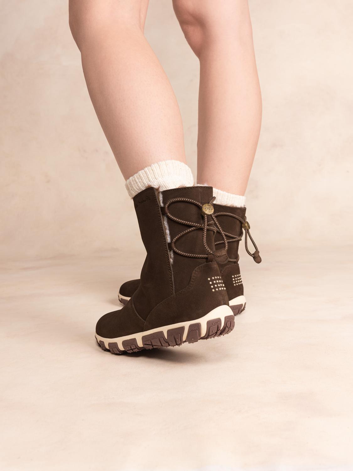 Boots Fourrées Femme Confort Cuir Marron JAZSNOW Boots Fourrées Femme Confort Cuir Marron JAZSNOW