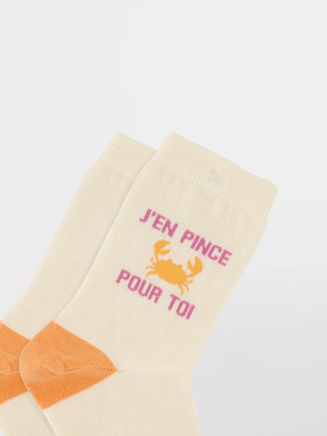Chaussettes femme blanc et peche BILLYSOC