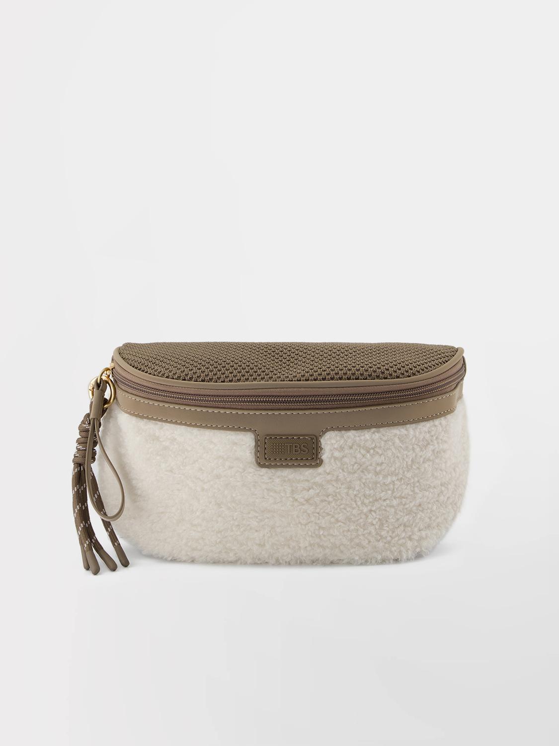 Sac Banane Femme Cuir Dark Taupe et Off White JAZABAN