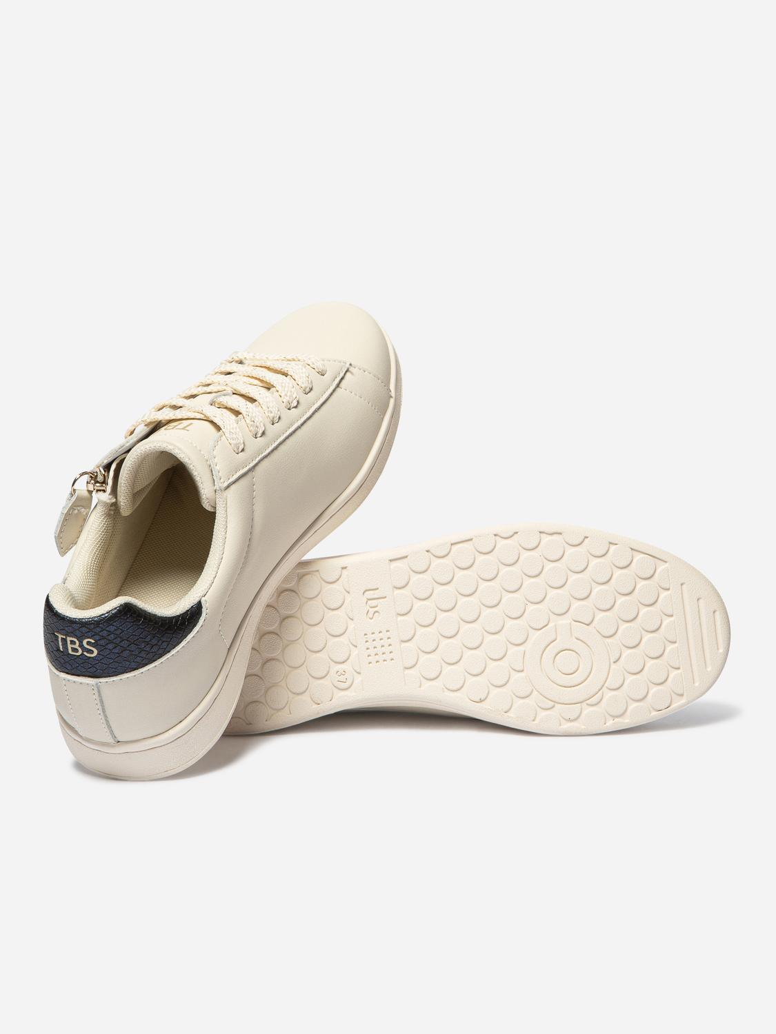 Baskets Femme Zippées Cuir Beige LORAZIP Baskets Femme Zippées Cuir Beige LORAZIP