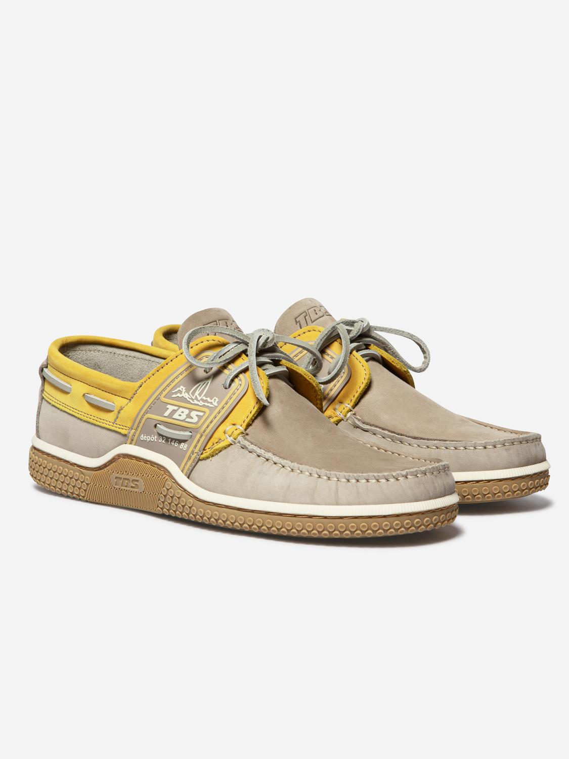 Chaussures bateau homme beige et mimosa GLOBEK