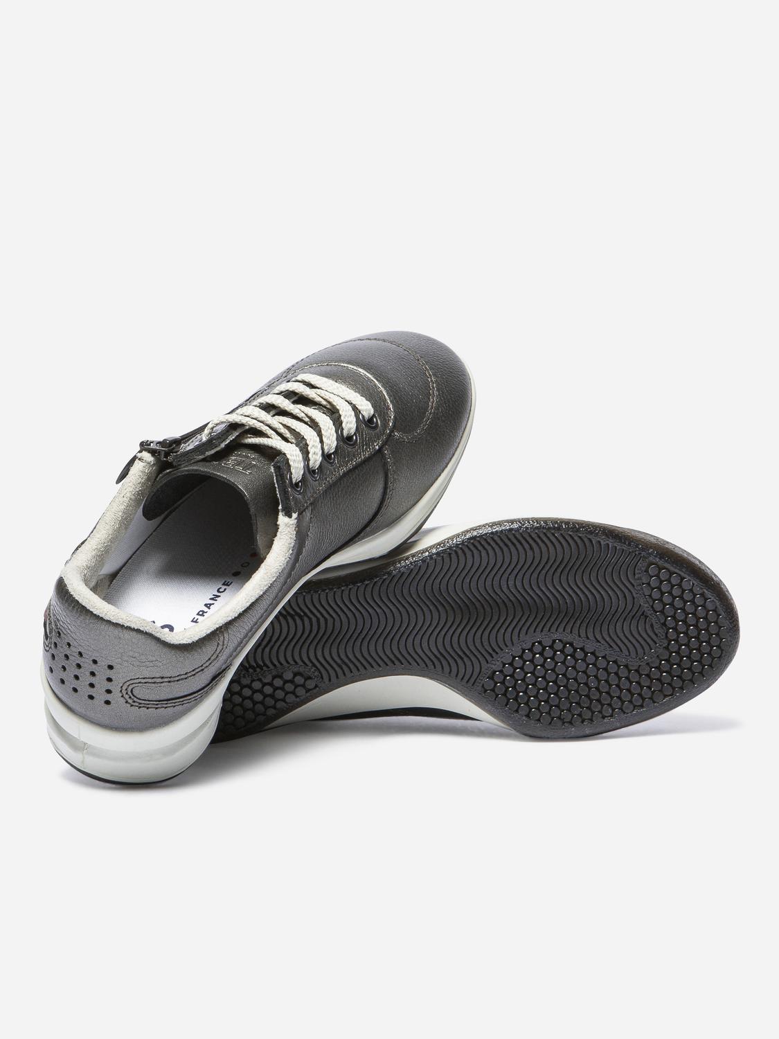Baskets Zippées Femme Fabriquées en France Cuir Gris Baskets Zippées Femme Fabriquées en France Cuir Gris