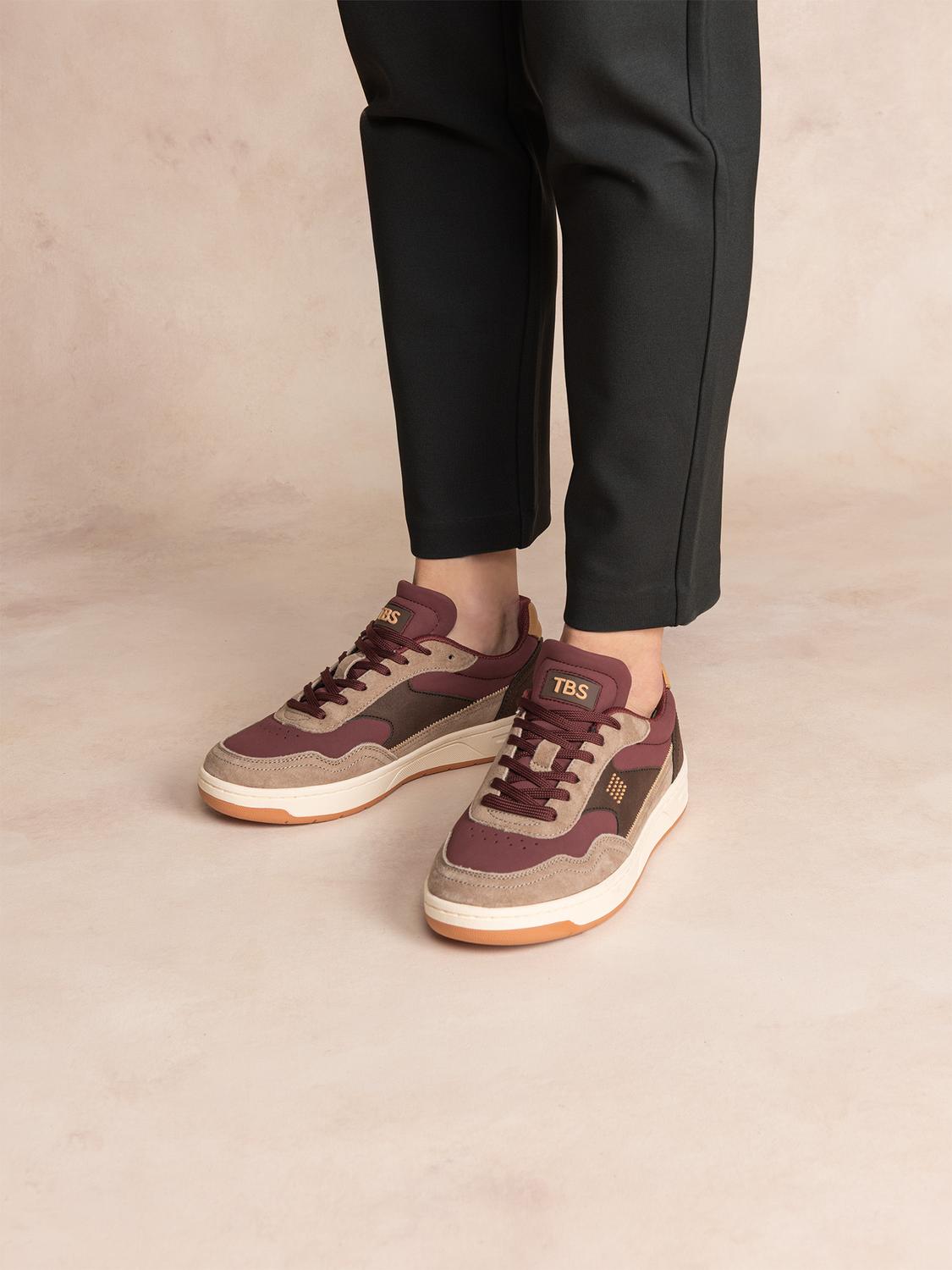 Tennis Femme Cuir Nubuck Rouge ALMERIA Tennis Femme Cuir Nubuck Rouge ALMERIA