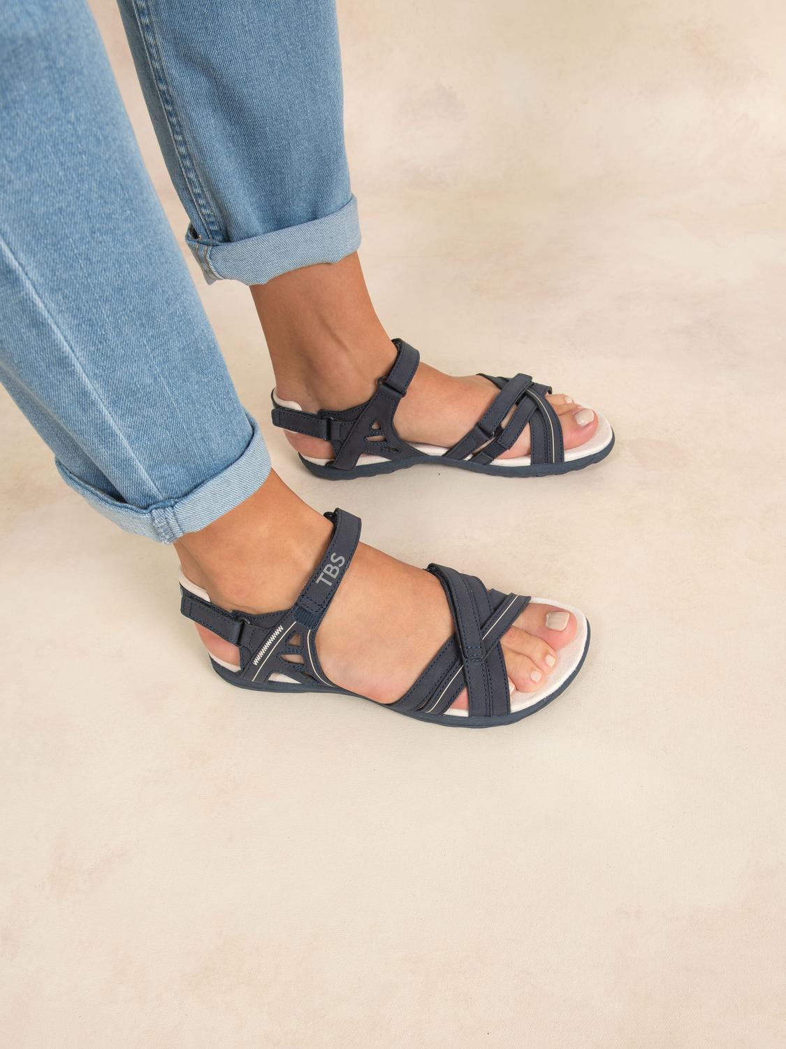 Sandales plates femme navy TREKKER