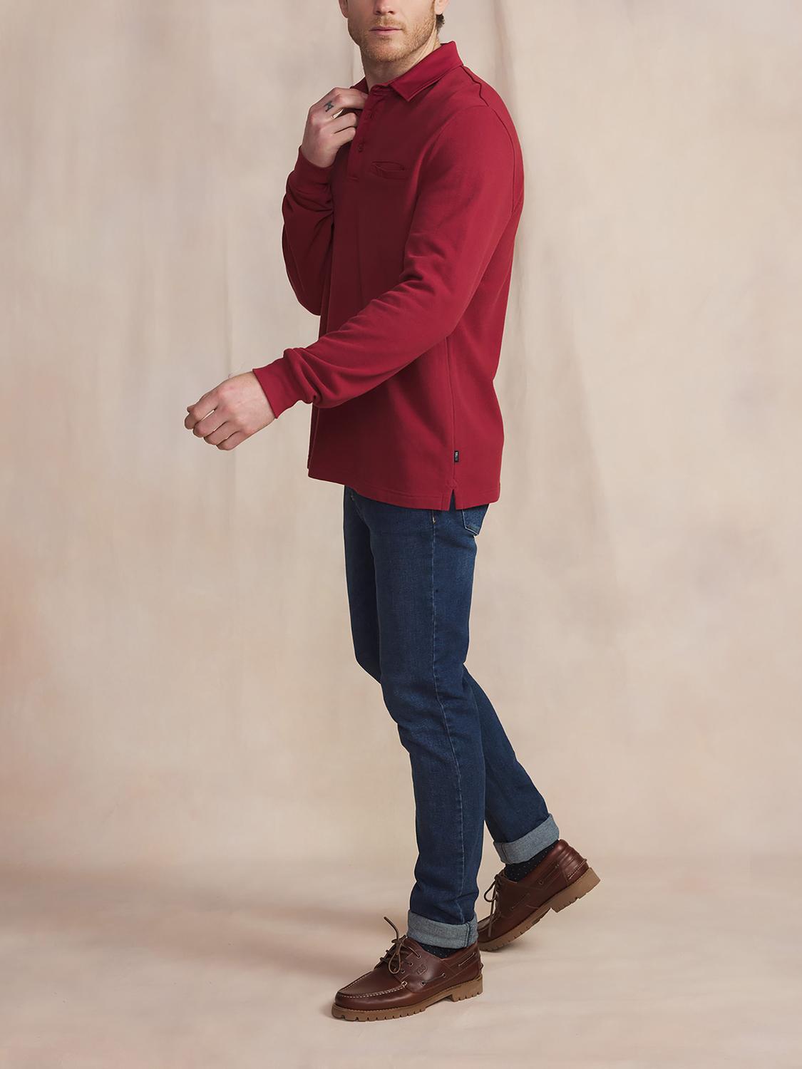 Polo Homme Epais Manches Longues Coton Rouge CAVEZPOL