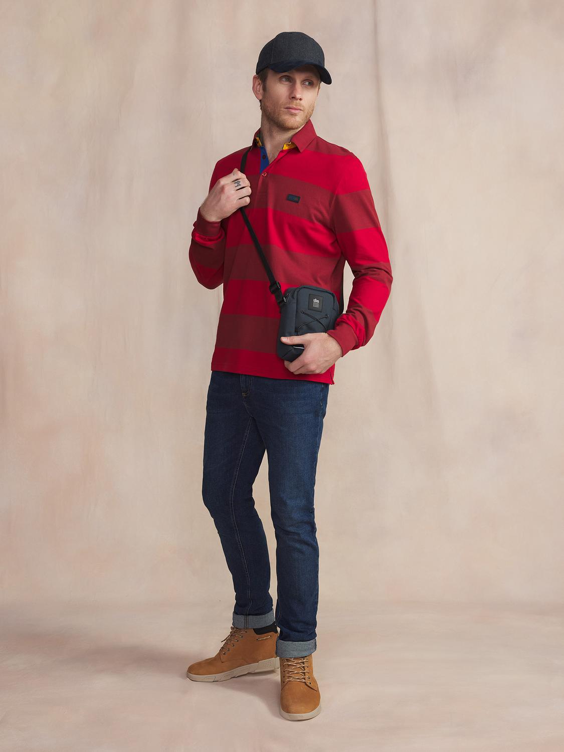 Polo Cepage Manches Longues Rouge MATIOPOL Polo Cepage Manches Longues Rouge MATIOPOL