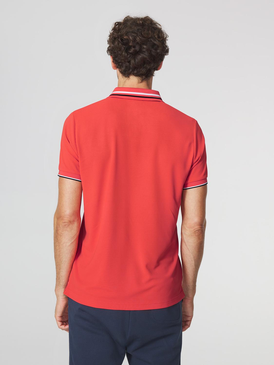 Polo Homme Coupe Ajustée Maille Fantaisie Rouge SELIMPOL