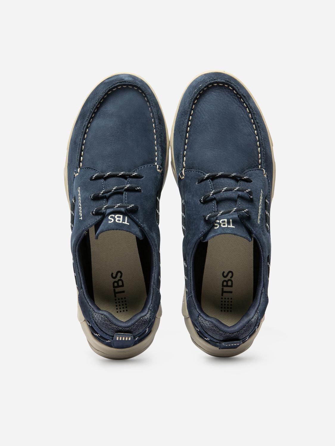 Men's Nubuck Leather Sole TechniGrip® Navy Boat Shoes JAZZSEA
