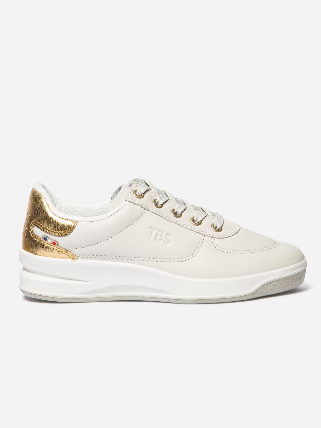 Tennis en cuir femme blanc et or BRANDIE