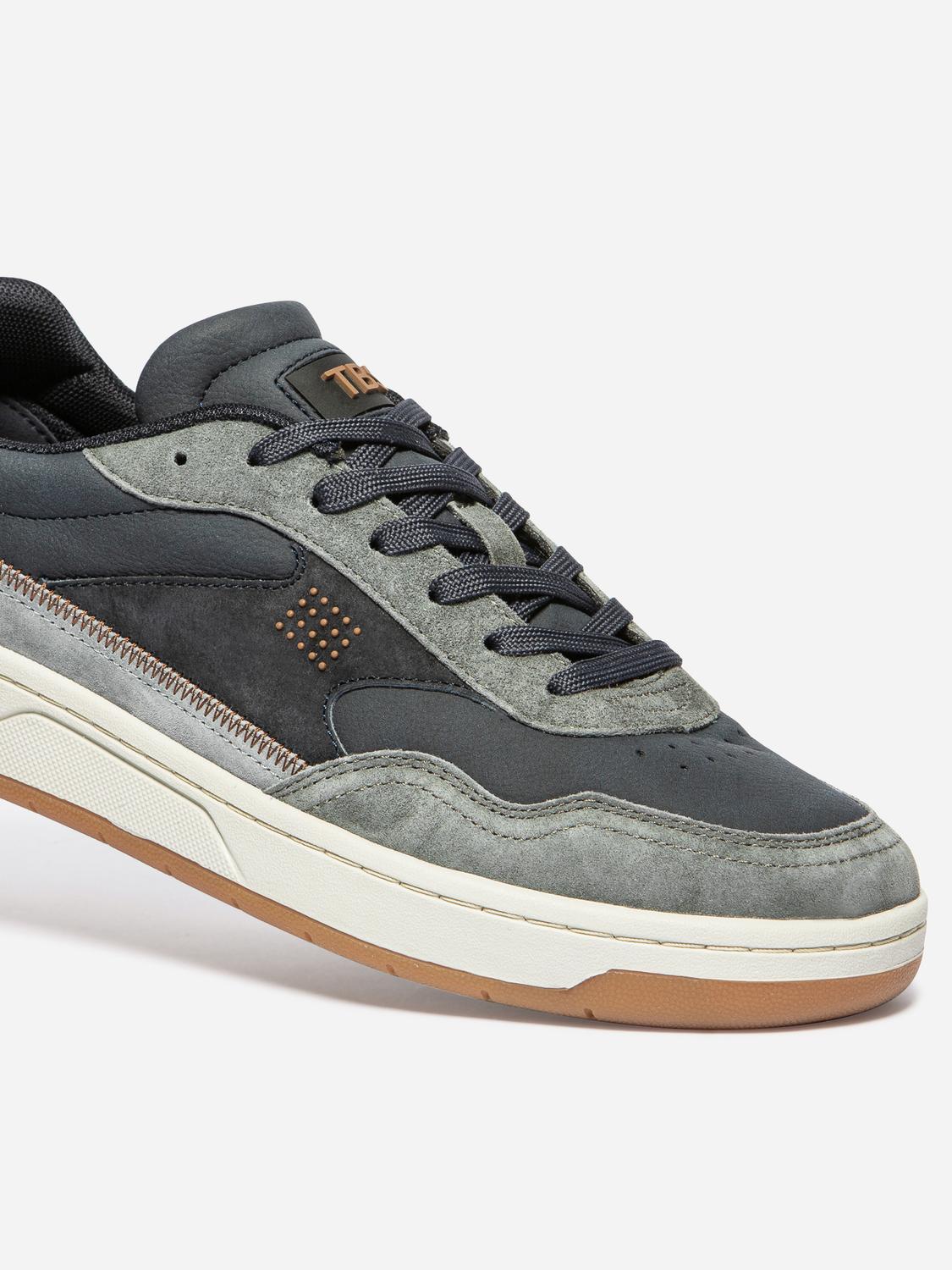 Tennis Homme Doublée Textile Cuir Marine et Gris ALMERIO