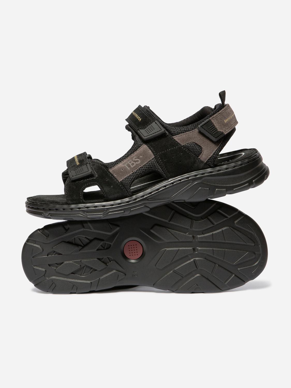 Sandales plates homme noir et gris JAIMMYE