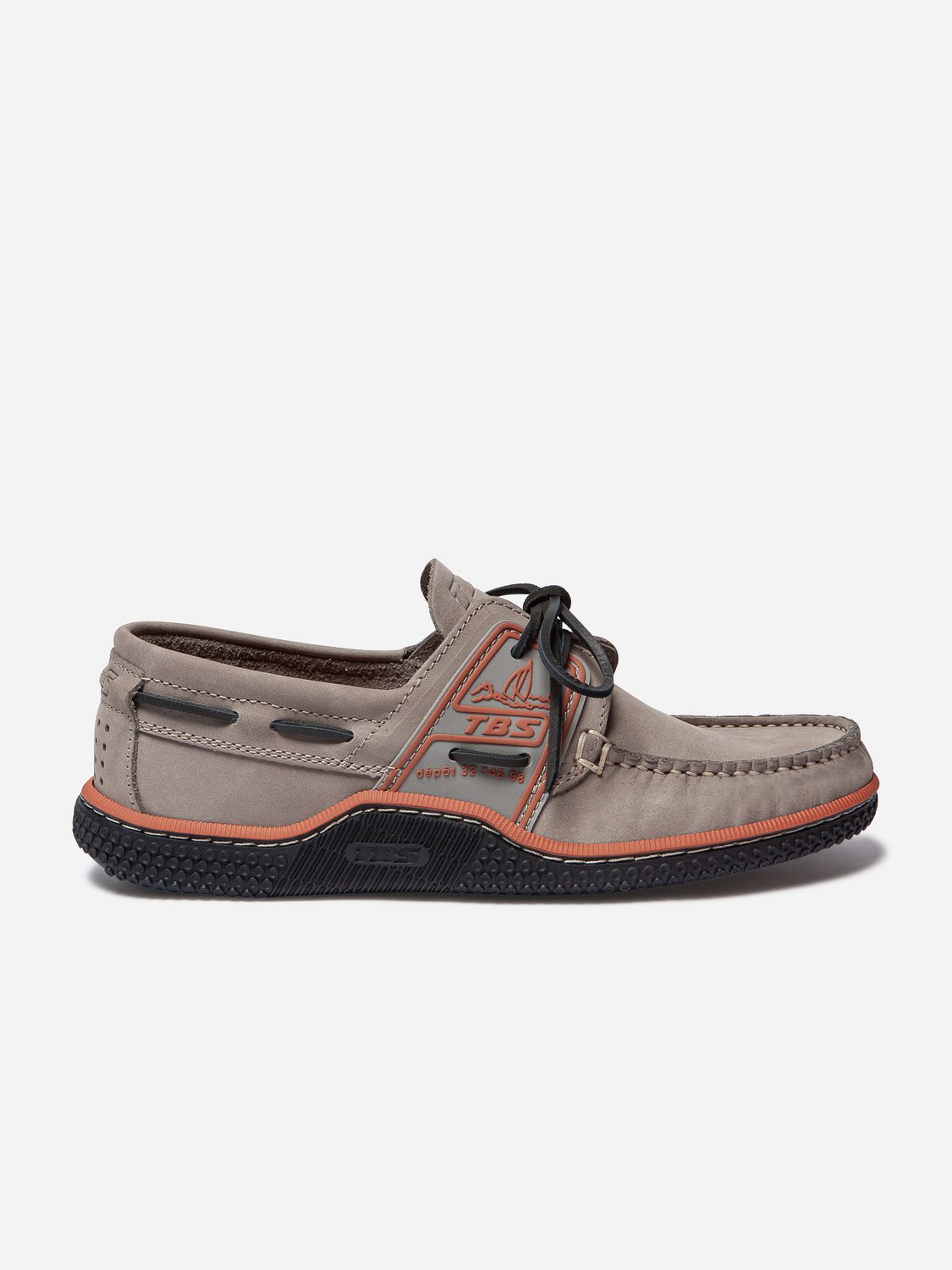 Men's Boat Shoes in Beige and Orange Leather