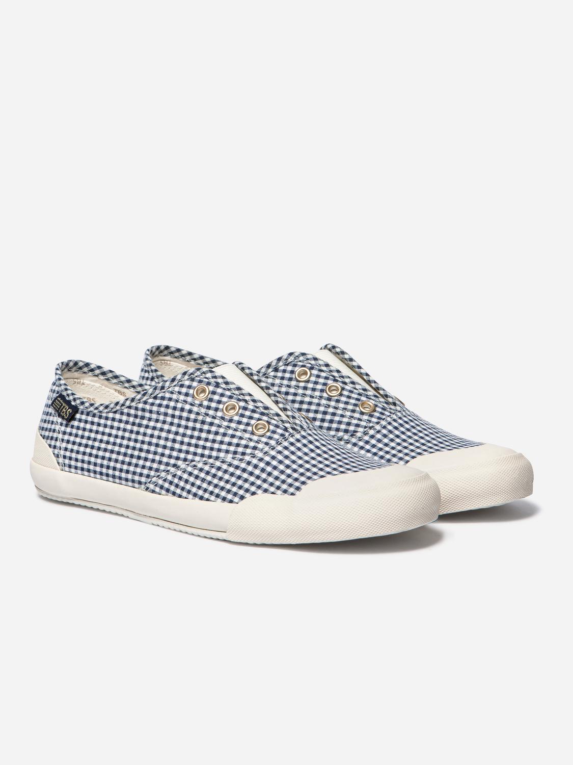 Women's canvas sneakers Gingham Navy OPALINE