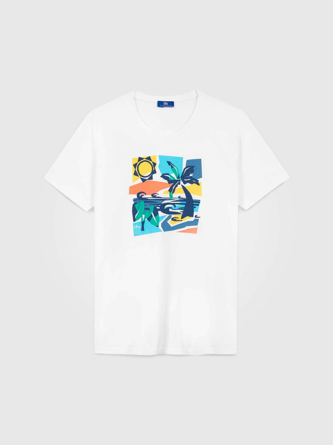 Tee Shirt Homme Print Coloré Coton Biologique Blanc