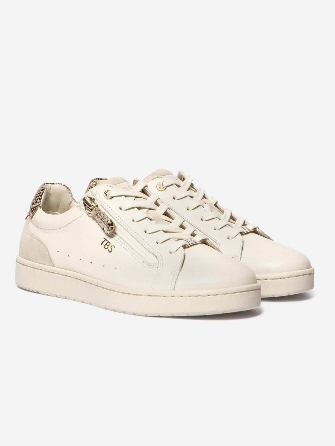 Tennis en toile femme off-white et python VINISIA