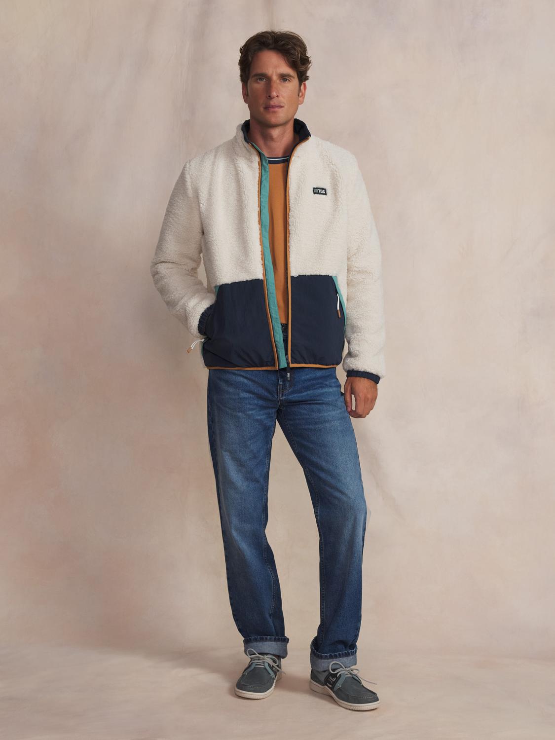 Veste Sherpa homme ecru KUSEYZIP