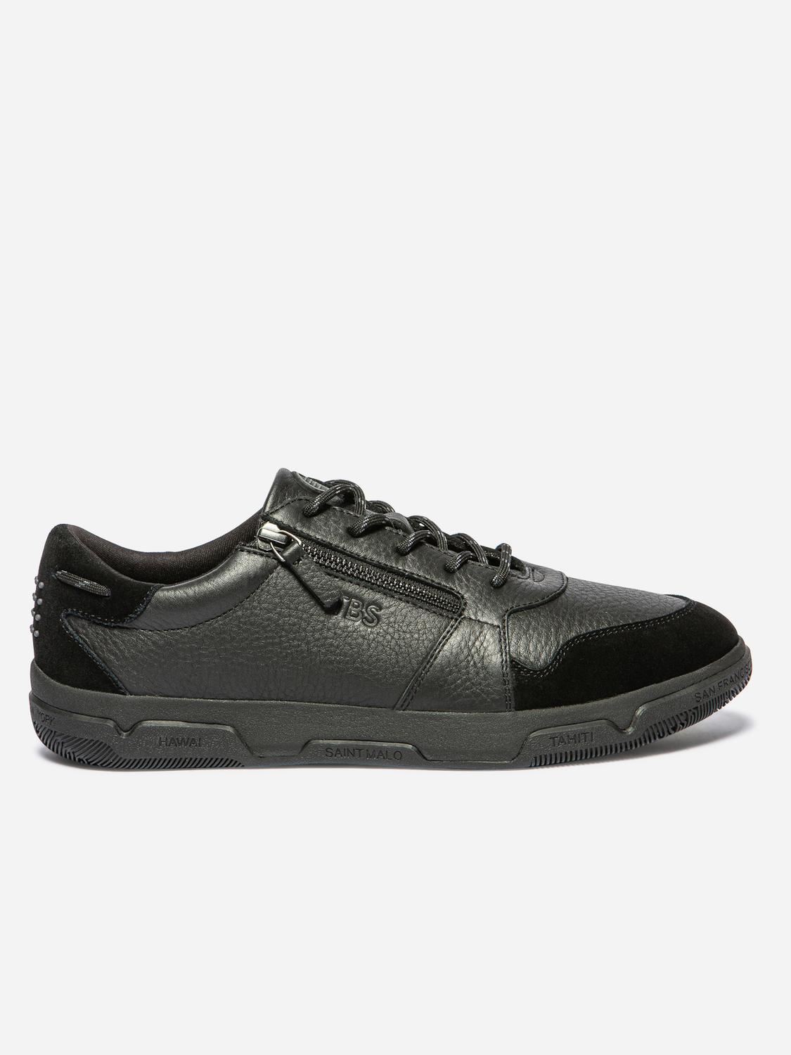 Tennis Homme Doublée Textile Cuir Noir GEDEZIP