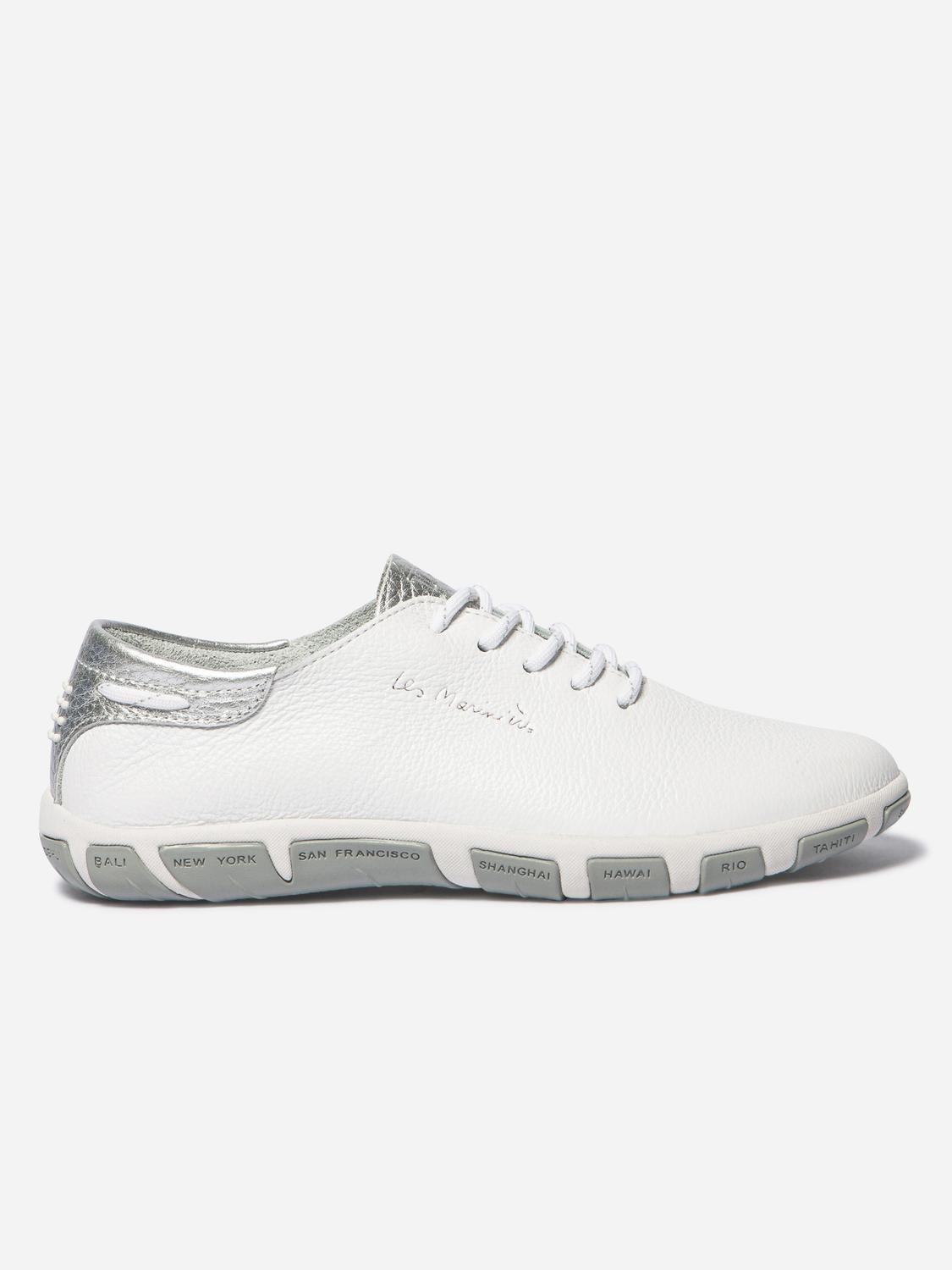 Women's leather sneakers Extra White and Silver JAZARU