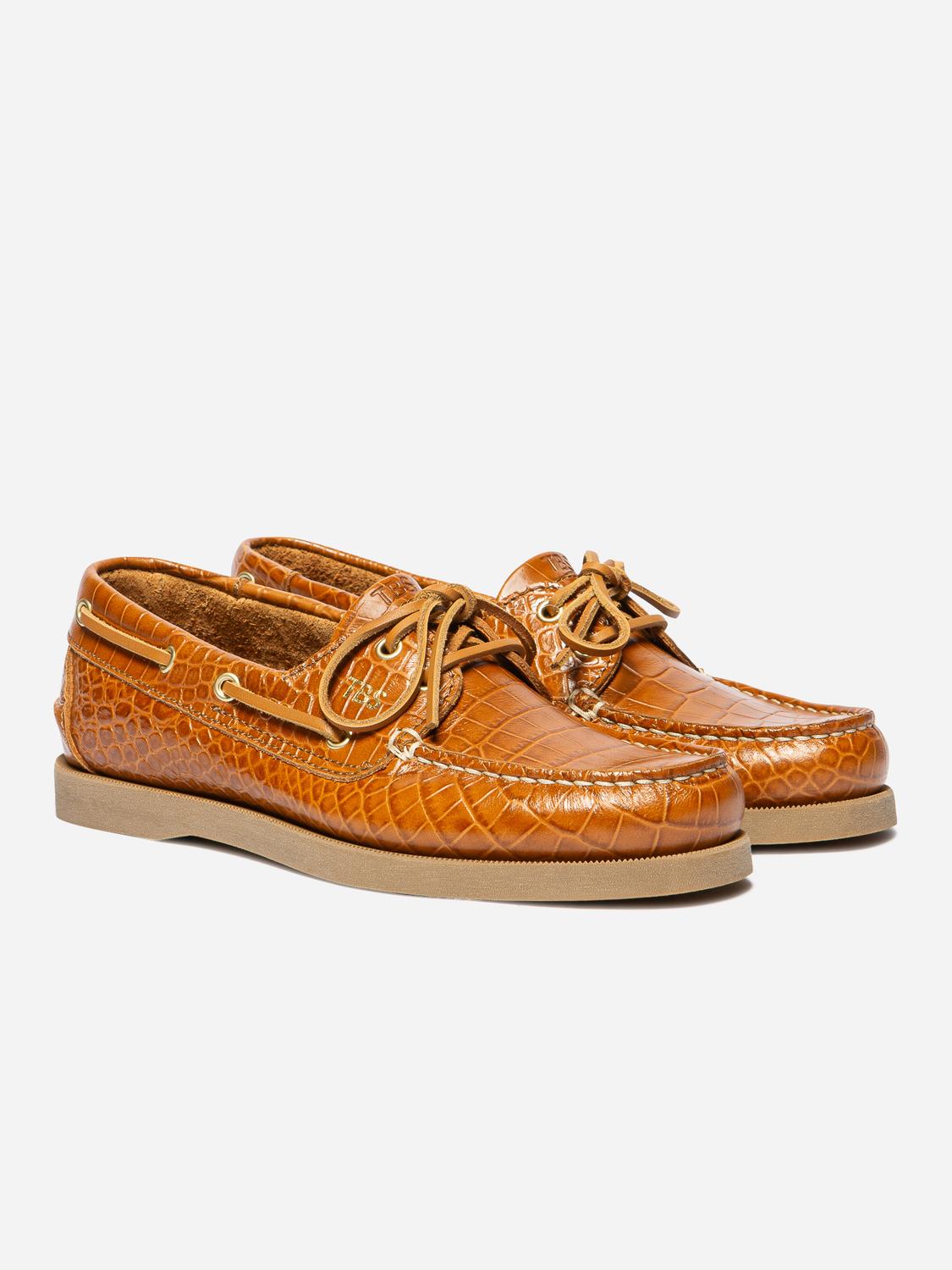 Chaussure Bateau Femme Cuir Cognac PHENISE