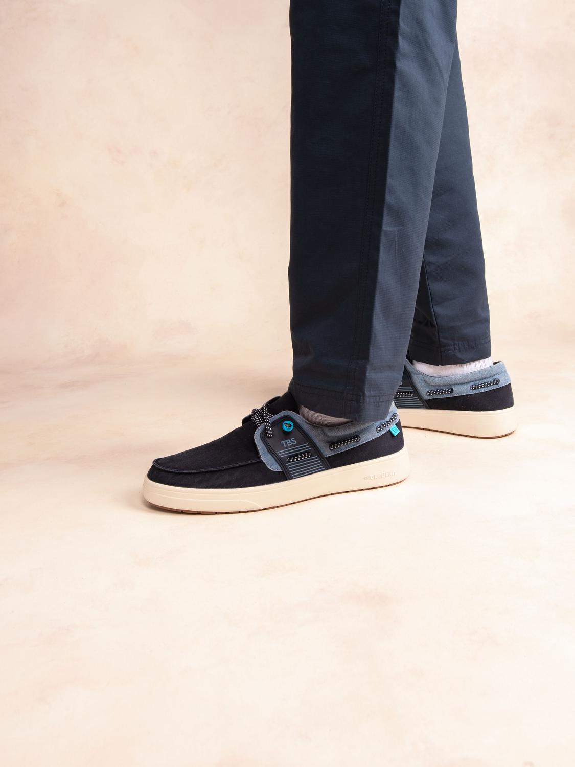 Men's Textile Lightweight Blue Navy Boat Shoes GEOBOAT