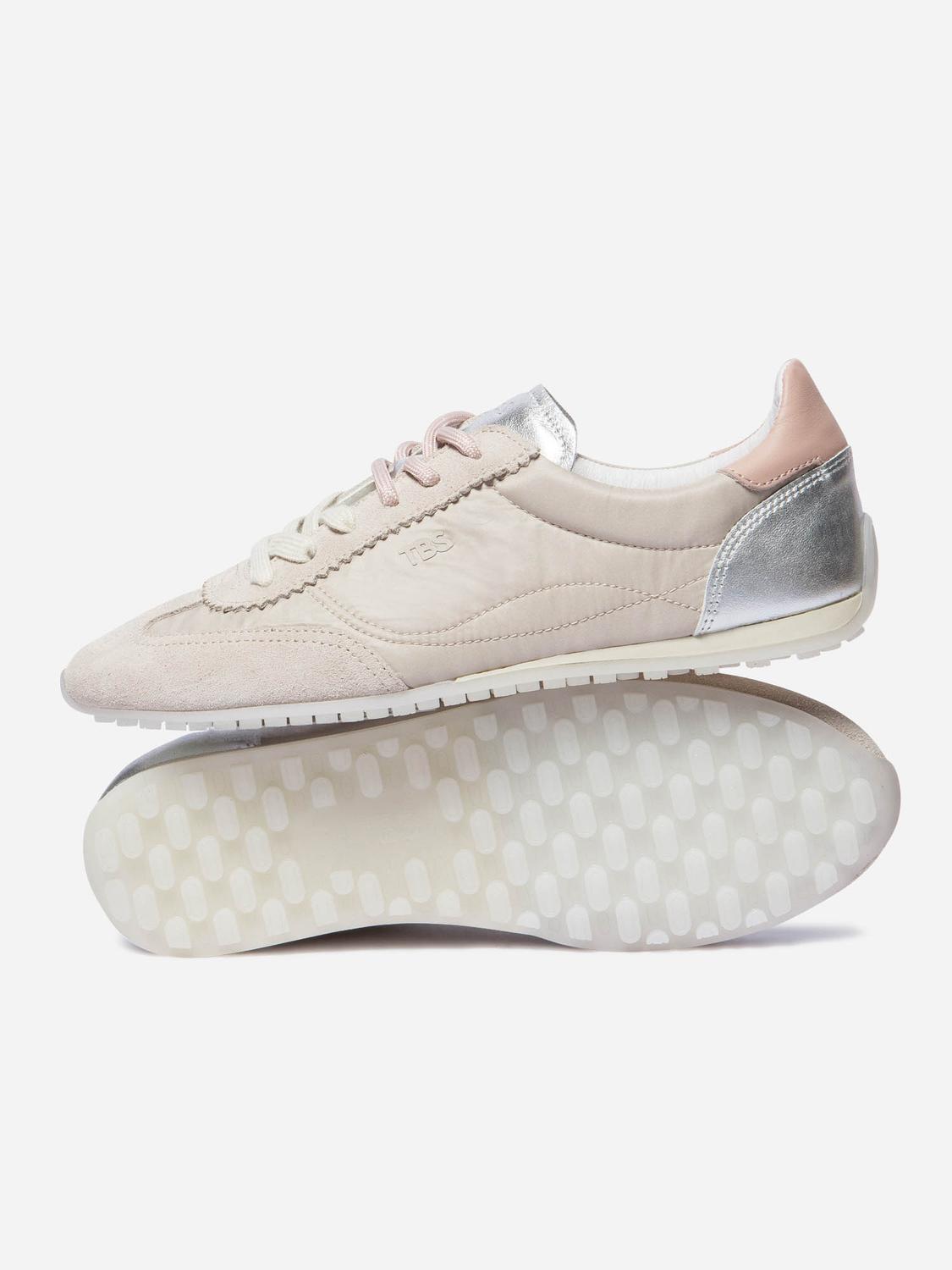 Tennis en cuir femme beige et rose ESTRELA