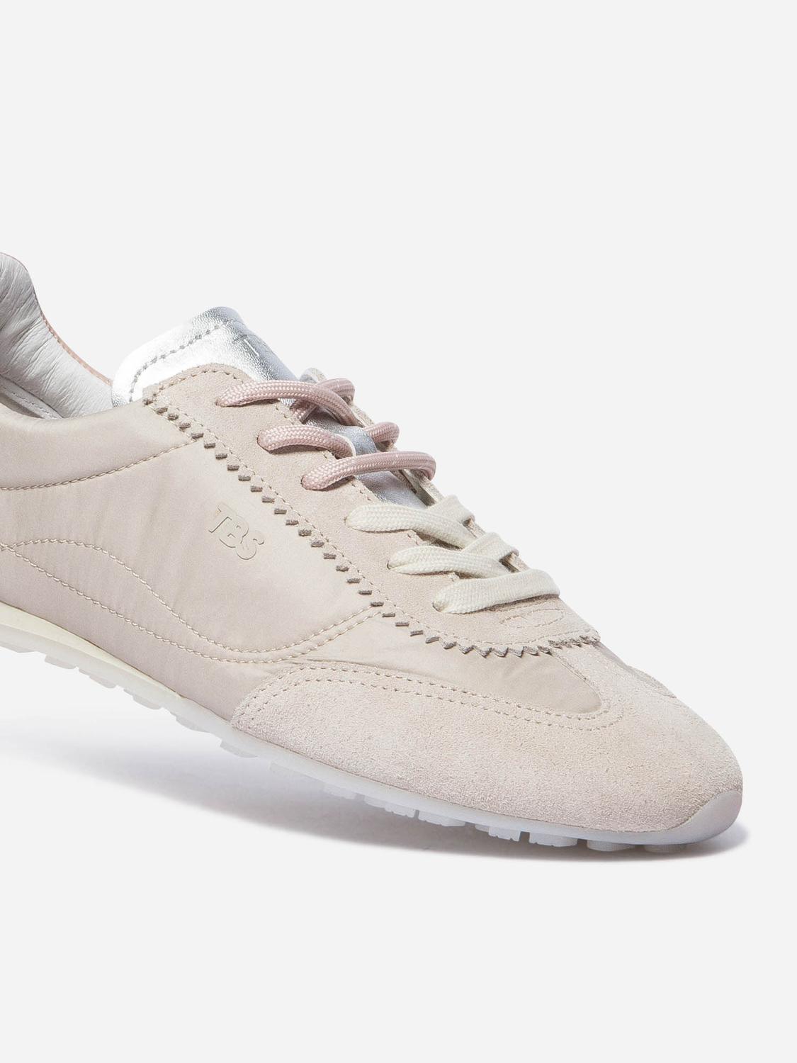 Tennis en cuir femme beige et rose ESTRELA